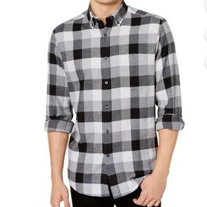Club Room Men’s Buffalo Buttom Down Flannel Shirt Color Gray Size M Plaid